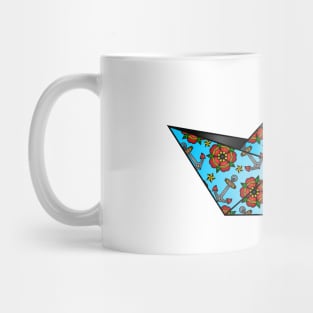 Origami boat with red poppies and anchors Mug